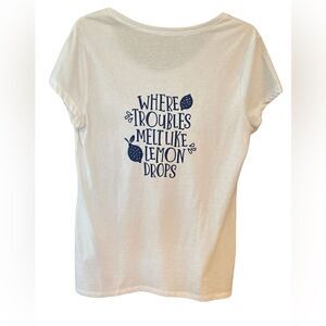 Nobo Sz XL White Lemon Drop Martini Cotton Summer Short Sleeve T-Shirt